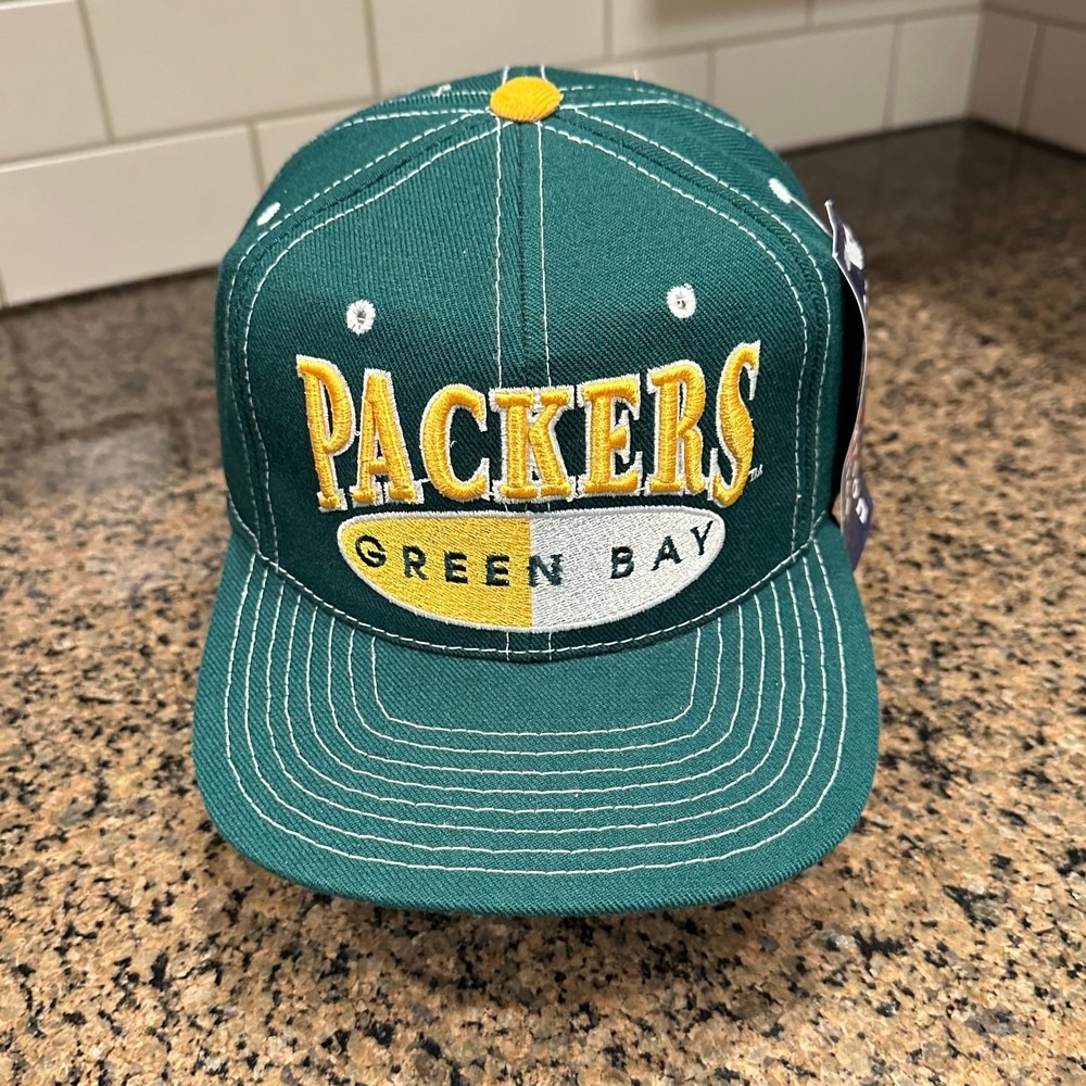 Vintage Green Bay Packers Drew Pearson Snapback Hat Green Yellow NFL